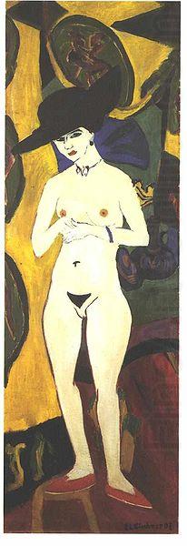 Ernst Ludwig Kirchner Female nude with black hat oil painting picture
